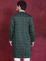 Men's Sequins Embroidered Kurtas. ( KO 5019 Olive )