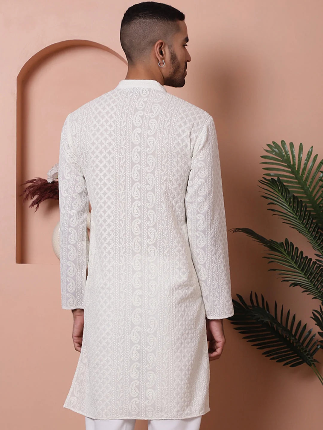 Men's White Embroidered Indian Kurta | Mens Kurta Collection