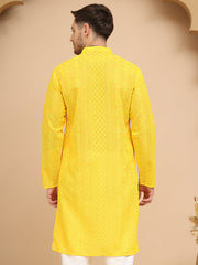 Men's Embroidered Kurtas ( KO 5021 Yellow ) [FF] [P-9]