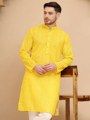 Men's Embroidered Kurtas ( KO 5021 Yellow ) [FF] [P-9]
