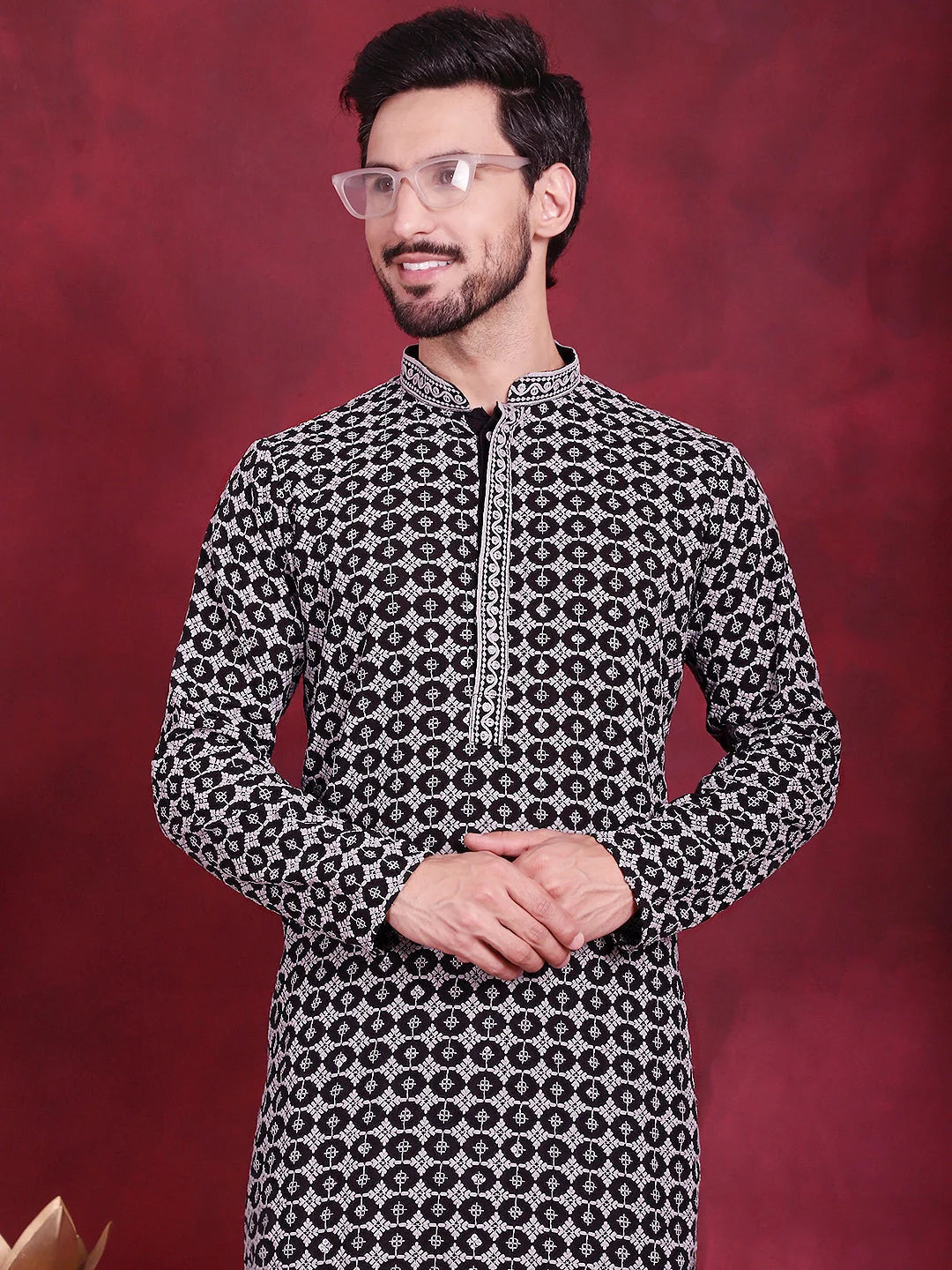 Grey Sequin Embroidered Men's Kurta | Indian Kurta for Men