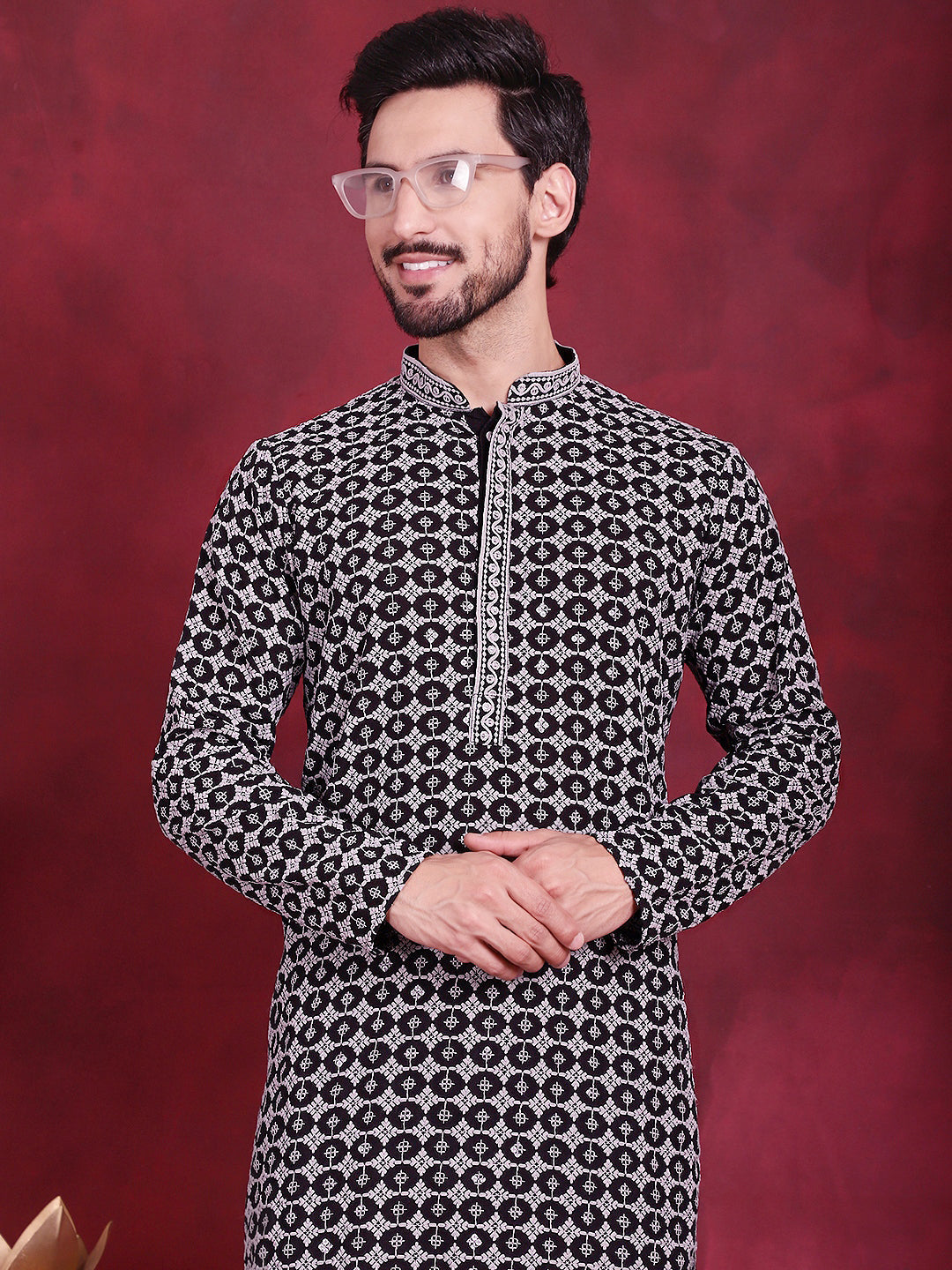 Grey Sequin Embroidered Men's Kurta | Indian Kurta for Men
