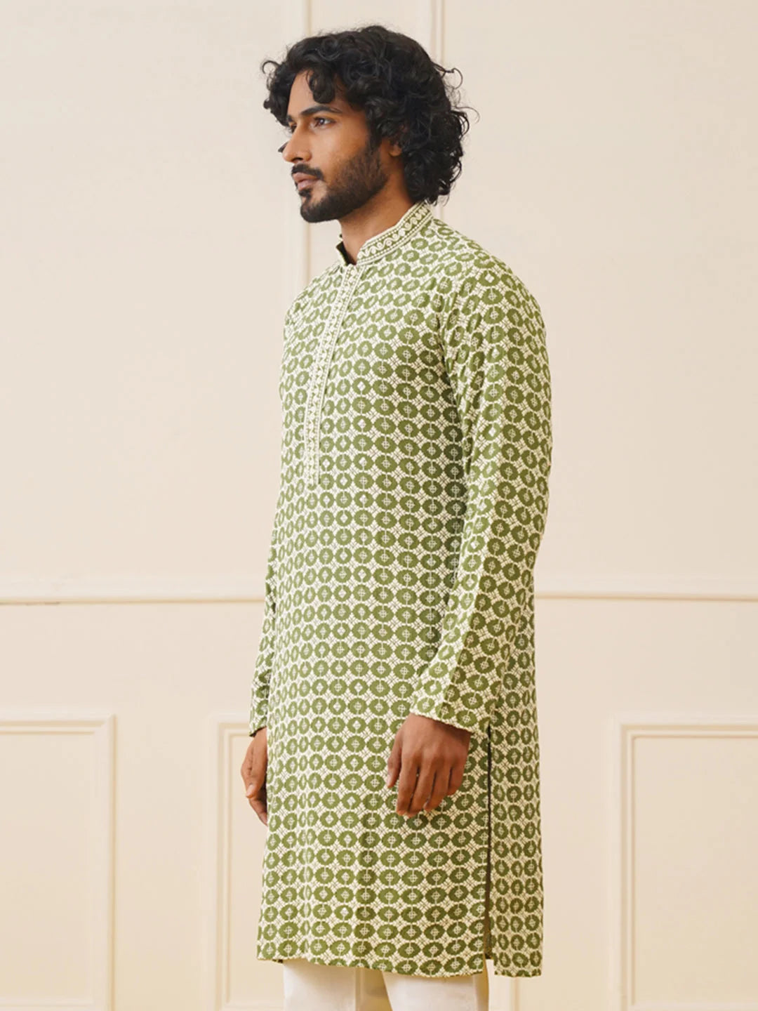 Mehendi Embroidered Mens Kurta | Indian Kurta for Men Sale