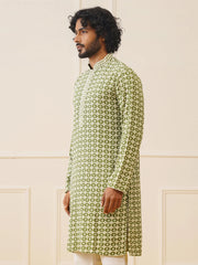 Sequins Embroidered Kurtas-KO-5023Mehendi