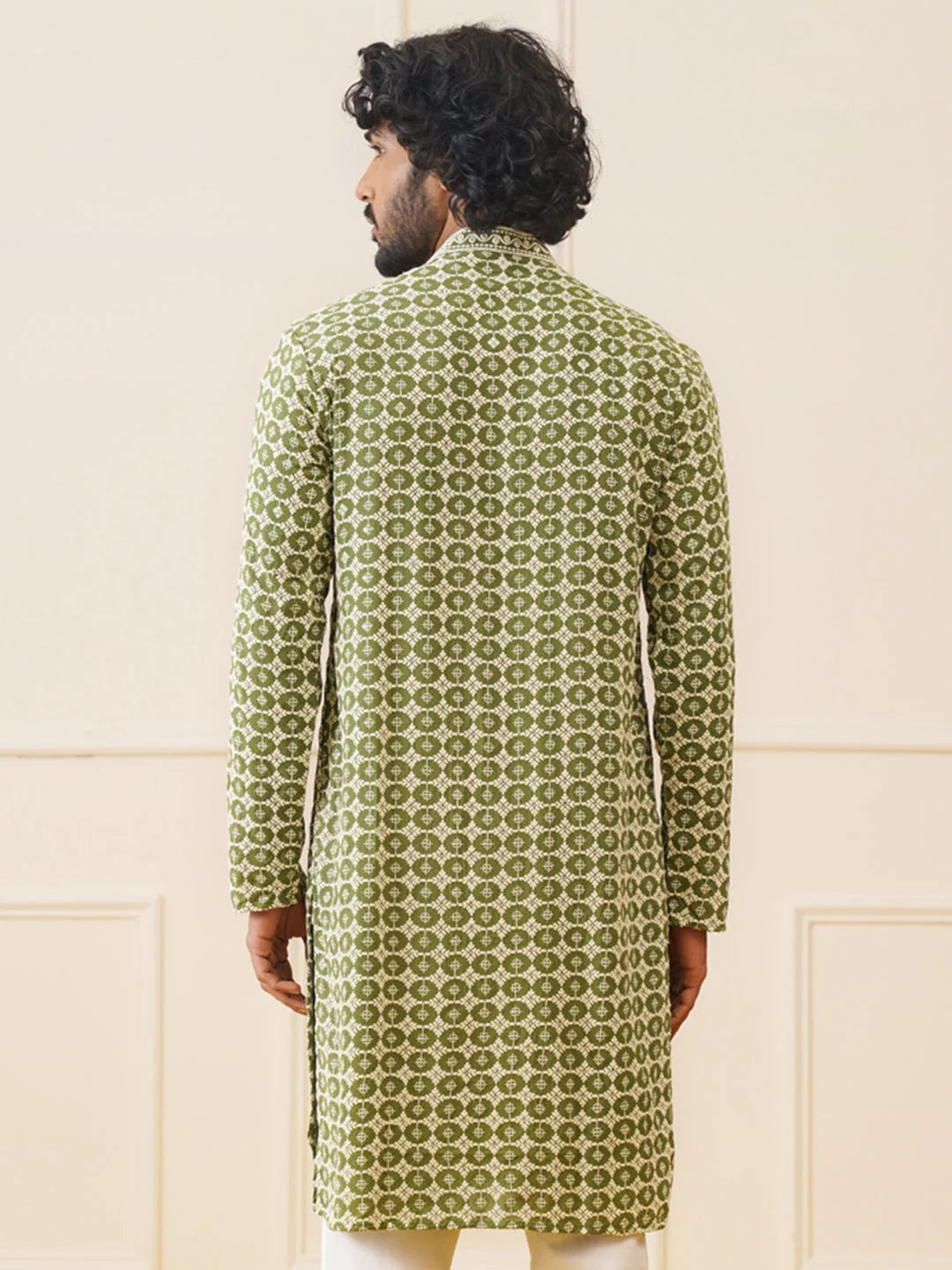 Mehendi Embroidered Mens Kurta | Indian Kurta for Men Sale