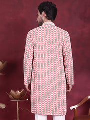 Men's Sequins Embroidered Kurtas ( KO 5023 Peach )