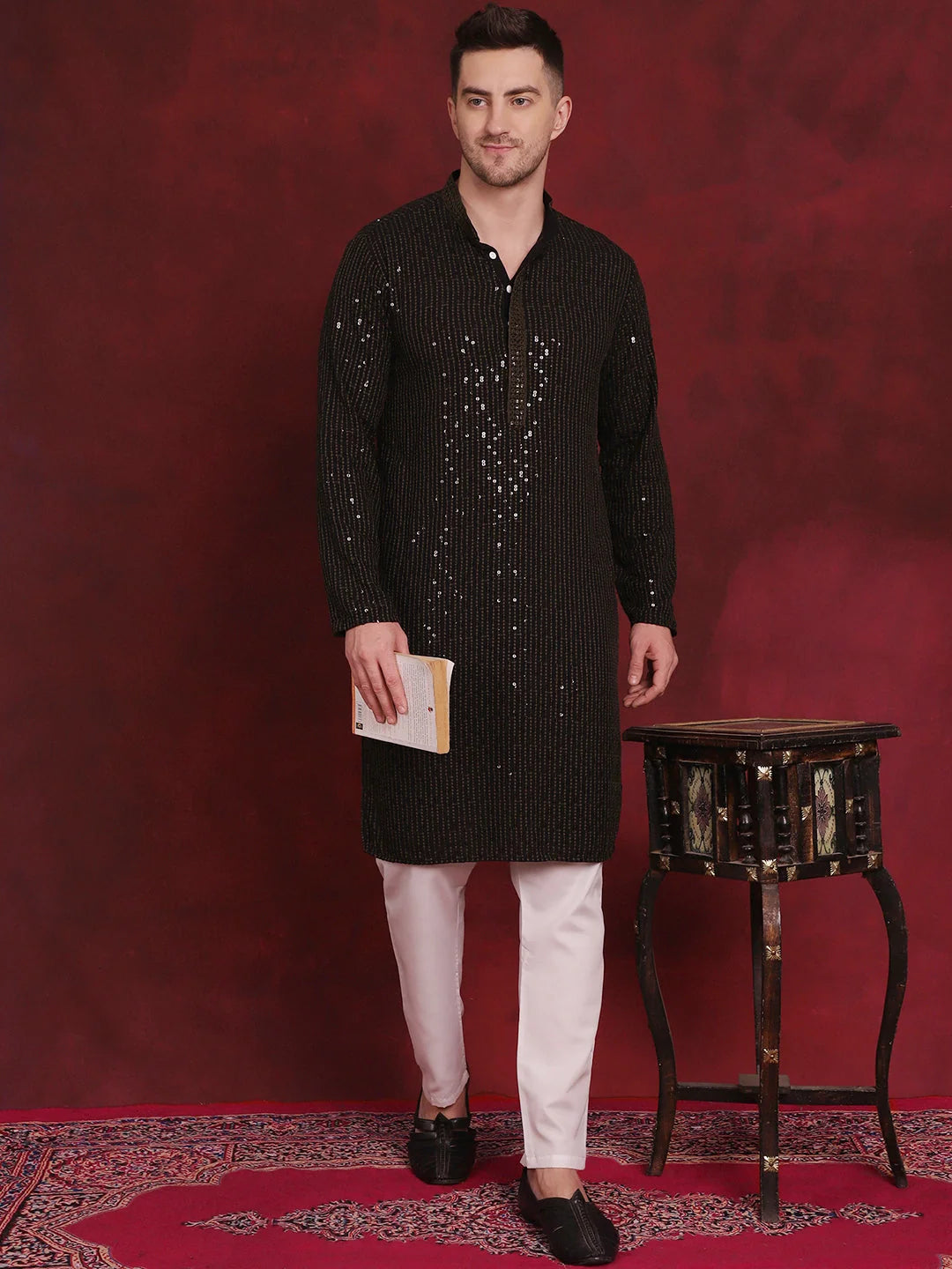 Olive Chikankari Kurta - Stylish Indian Kurta for Men Online