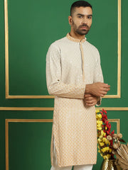 Men's Embroidered Kurtas-KO-5025Mustard