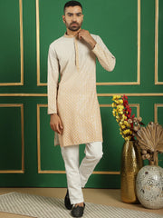 Men's Embroidered Kurtas-KO-5025Mustard