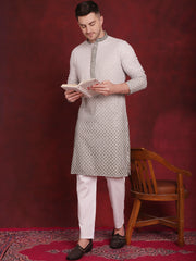 Men Sequins Embroidered Kurtas ( KO 5025Pista )