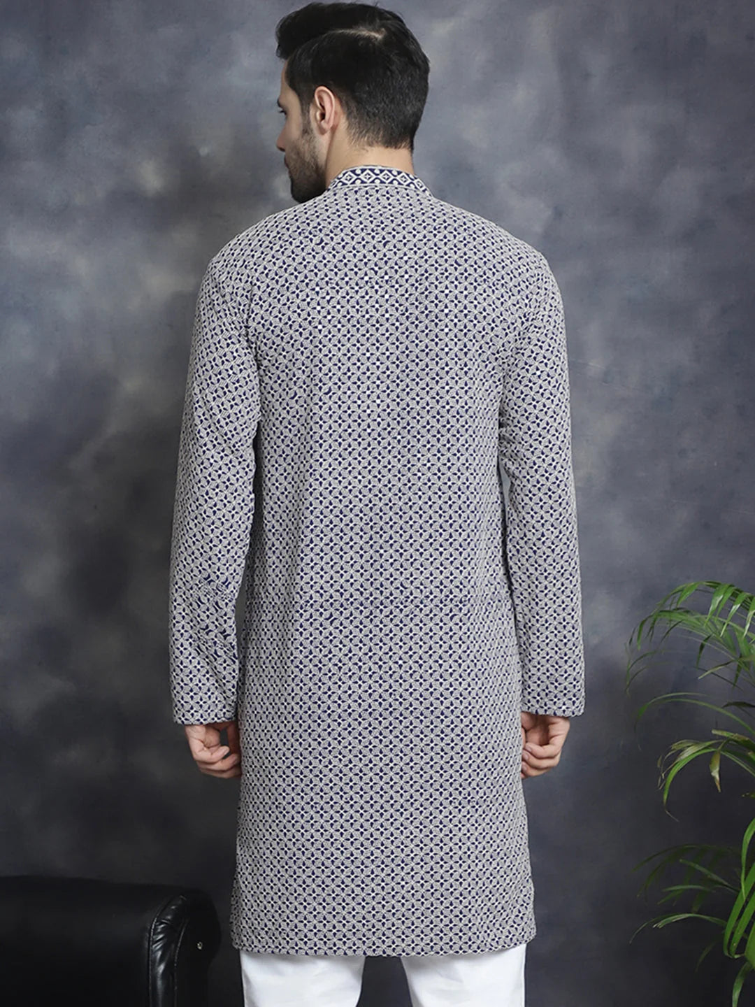 Sequin Embroidered Cotton Kurta for Men - Shop Now!