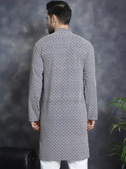 Sequin Embroidered Pure Cotton Kurtas ( KO 5028Navy )