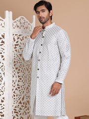 Sequin Chikankari Front Open Kurtas ( KO 5029Grey ) [FF] [H-4-6]