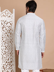 Sequin Chikankari Front Open Kurtas ( KO 5029Grey ) [FF] [H-4-6]