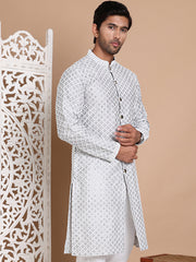 Sequin Chikankari Front Open Kurtas ( KO 5029Grey ) [FF] [H-4-6]