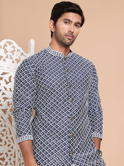 Sequin Chikankari Front Open Kurtas ( KO 5029Navy ) [FF] [H-4-6]