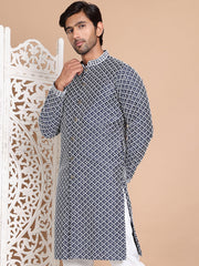 Sequin Chikankari Front Open Kurtas ( KO 5029Navy ) [FF] [H-4-6]