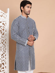 Sequin Chikankari Front Open Kurtas ( KO 5029Navy ) [FF] [H-4-6]
