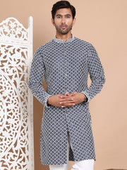 Sequin Chikankari Front Open Kurtas ( KO 5029Navy ) [FF] [H-4-6]
