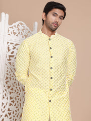 Sequin Chikankari Front Open Kurtas ( KO 5029Yellow ) [FF] [H-4-6]