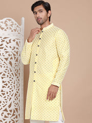 Sequin Chikankari Front Open Kurtas ( KO 5029Yellow ) [FF] [H-4-6]