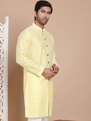 Sequin Chikankari Front Open Kurtas ( KO 5029Yellow ) [FF] [H-4-6]