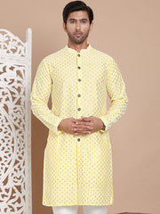 Sequin Chikankari Front Open Kurtas ( KO 5029Yellow ) [FF] [H-4-6]