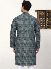 Men's Printed Kurtas-KO-5031Dark-Green