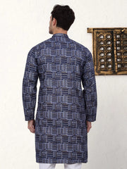 Men's Printed Kurtas-KO-5031Navy