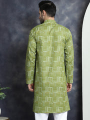 Men's Printed Kurtas ( KO 5031Olive )