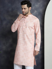 Men's Printed Kurtas ( KO 5031Peach )