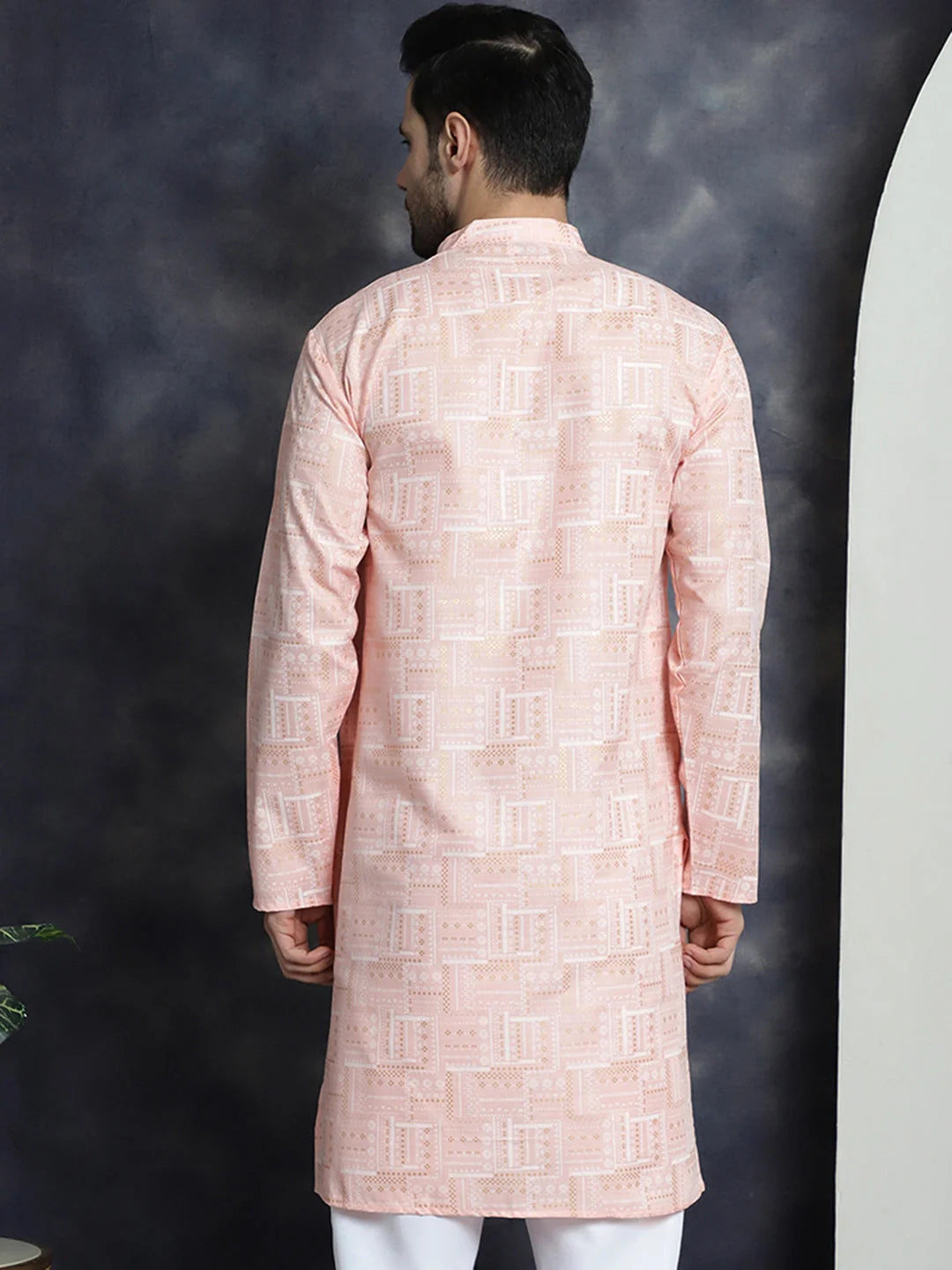 Men's Printed Peach Kurta | Indian Kurta for Men