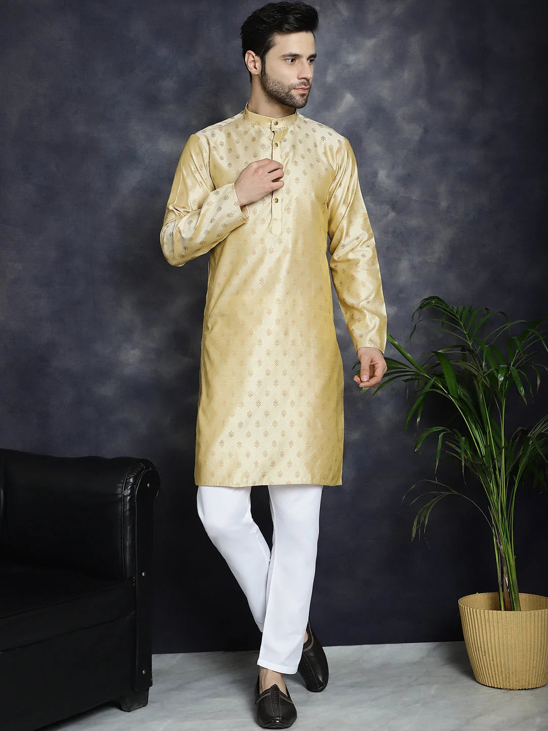 Woven Design Silk Kurta for Men | Indian Kurta Collection
