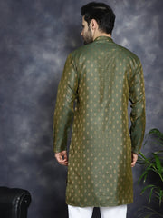 Woven Design Silk Blend Kurtas ( KO 5032Olive )