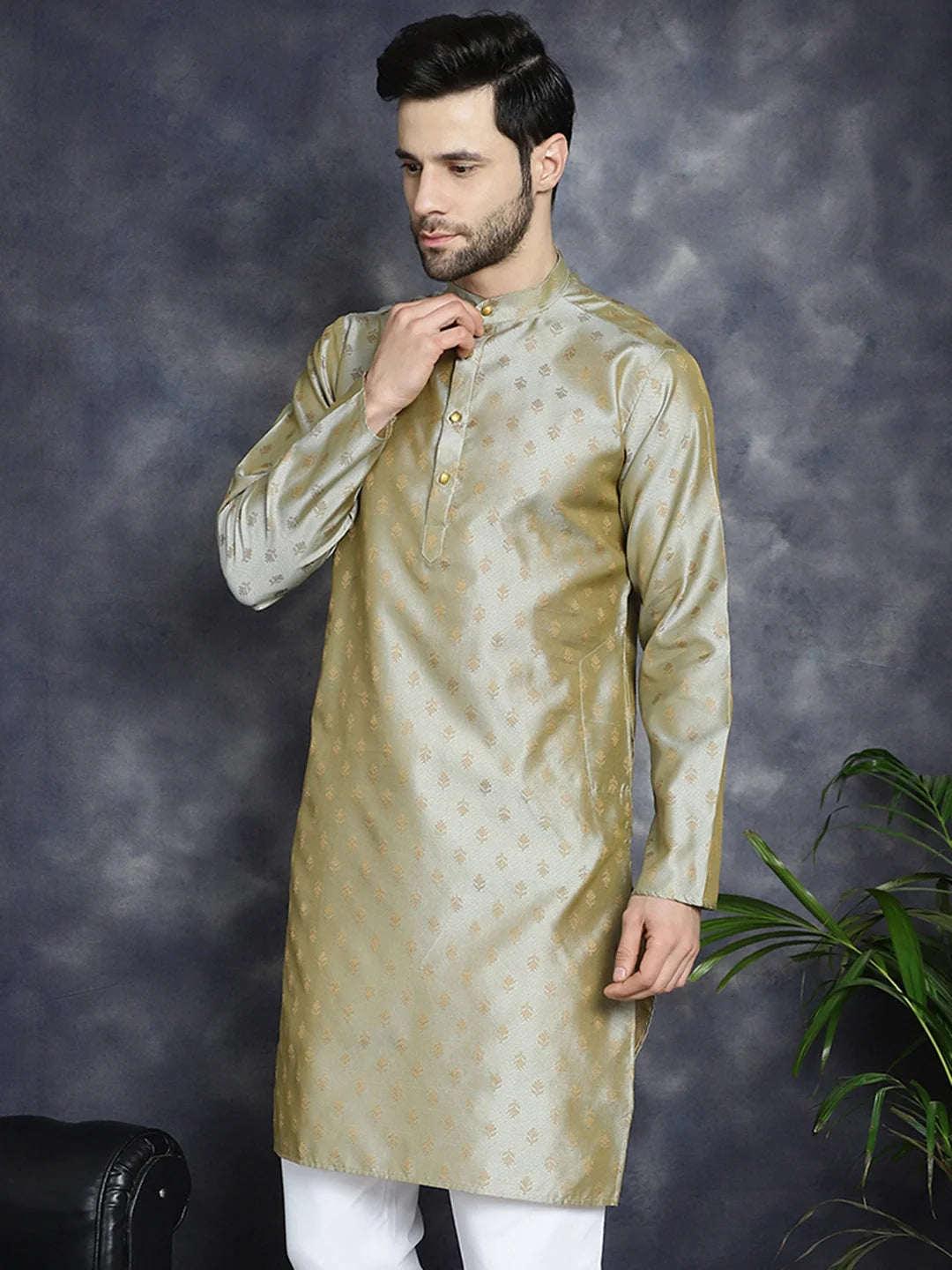 Pista Green Silk Blend Kurta | Men's Indian Kurta Online