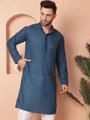 Chikankari Pure Cotton Kurtas-KO-5033Peacock