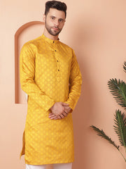 Woven Design Silk Blend Kurtas-KO-5034Mustard