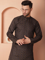 Woven Design Silk Blend Kurtas-KO-5034Navy