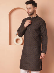 Woven Design Silk Blend Kurtas-KO-5034Navy