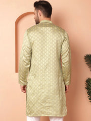 Woven Design Silk Blend Kurtas-KO-5034Pista