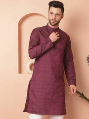 Woven Design Silk Blend Kurtas-KO-5034Purple