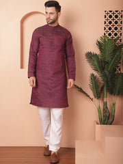 Woven Design Silk Blend Kurtas-KO-5034Purple