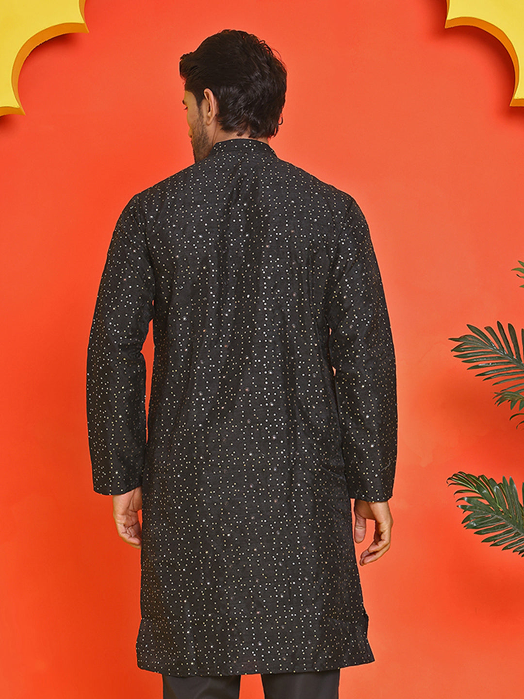 DesiQlo Men Embroidered Kurta Only - Black - KO_5035Black_S