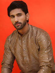 Embroidered Mirror Work Kurtas ( KO 5035 Brown ) [FF] [E-10]