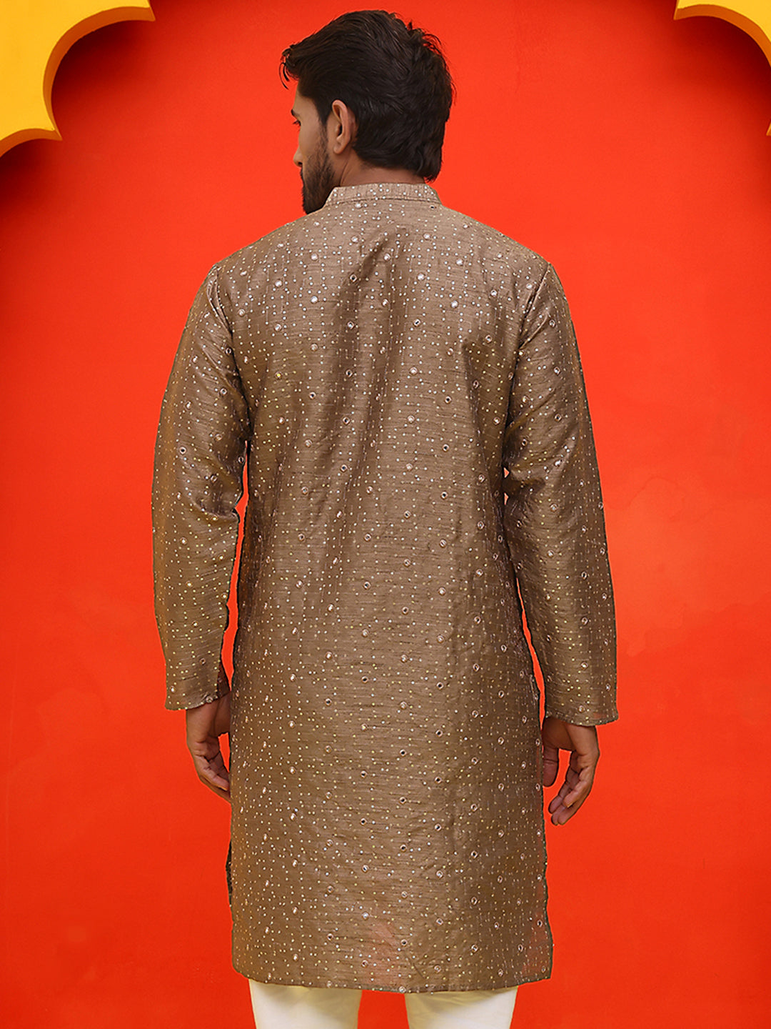 DesiQlo Men Geometric Kurta Only - Brown - KO_5035Brown_S