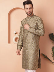 Men's Embroidered Mirror Work Kurtas-KO-5035Pista