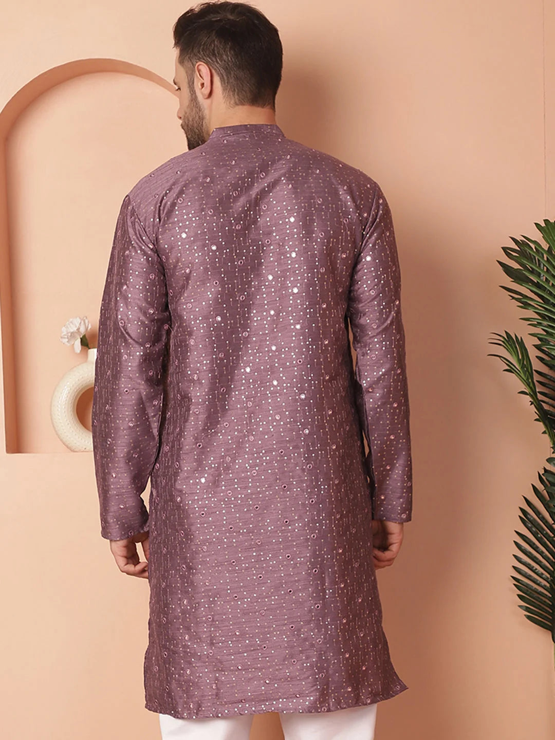 Purple Embroidered Men's Kurta - Indian Wedding Kurta for Men