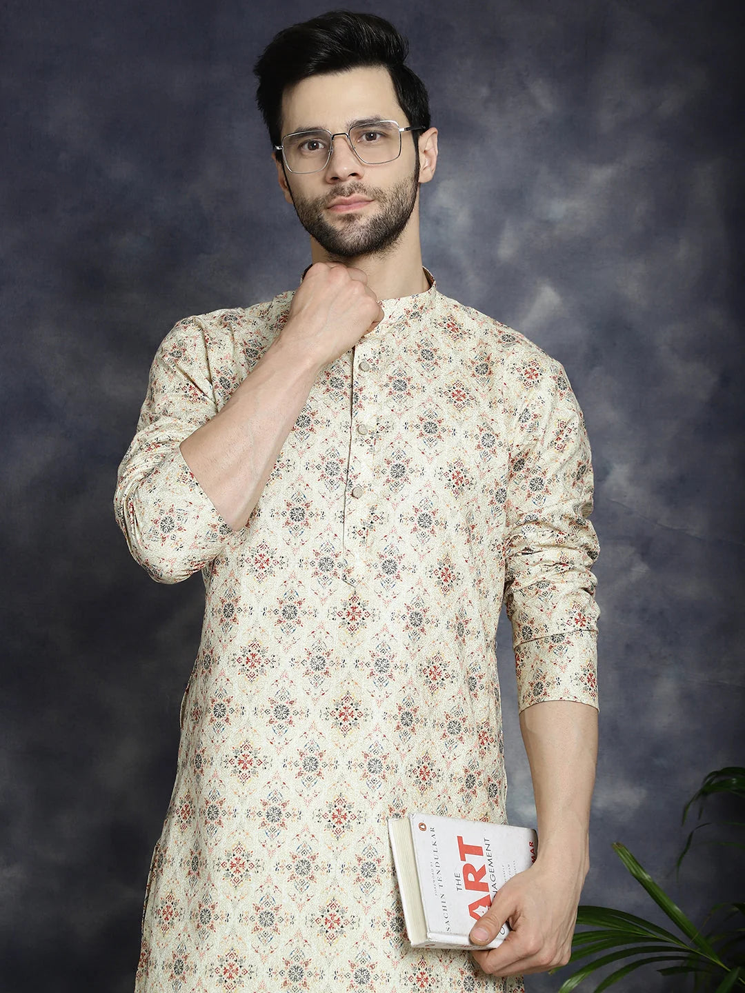Golden Foil Printed Mens Kurta | Indian Kurta for Men