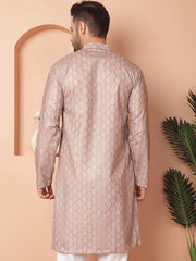 Peach Foil Printed Kurtas-KO-5036Peach