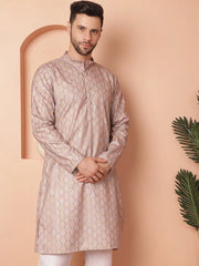 Peach Foil Printed Kurtas-KO-5036Peach
